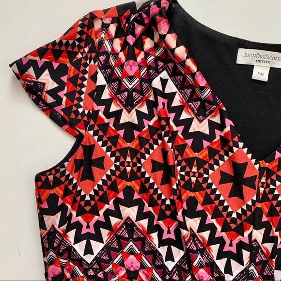 JohnPaulRichard Dress Petite Chevron Multicolored Cap Sleeve Casual Dress MP NEW - Picture 14 of 14
